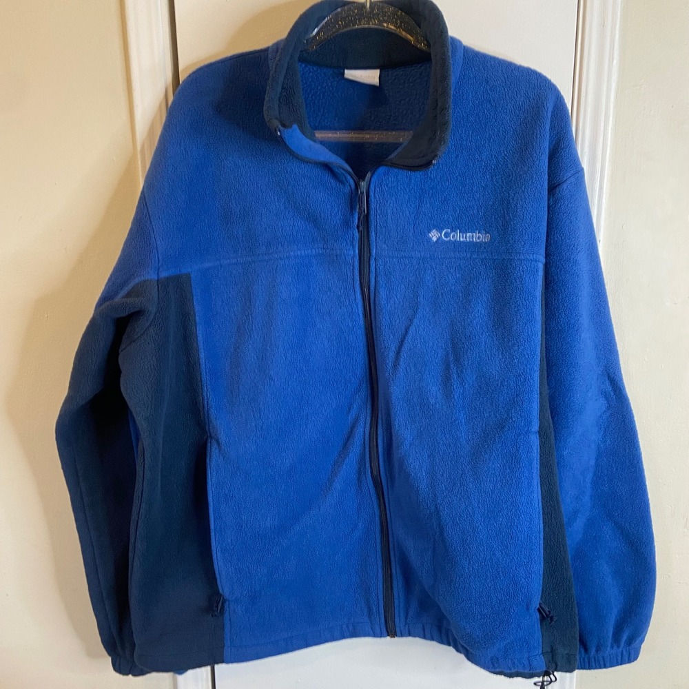 Columbia Mens Royal Blue Fleece Full Zip Jacket XXL Navy Contrast Fall Hiking